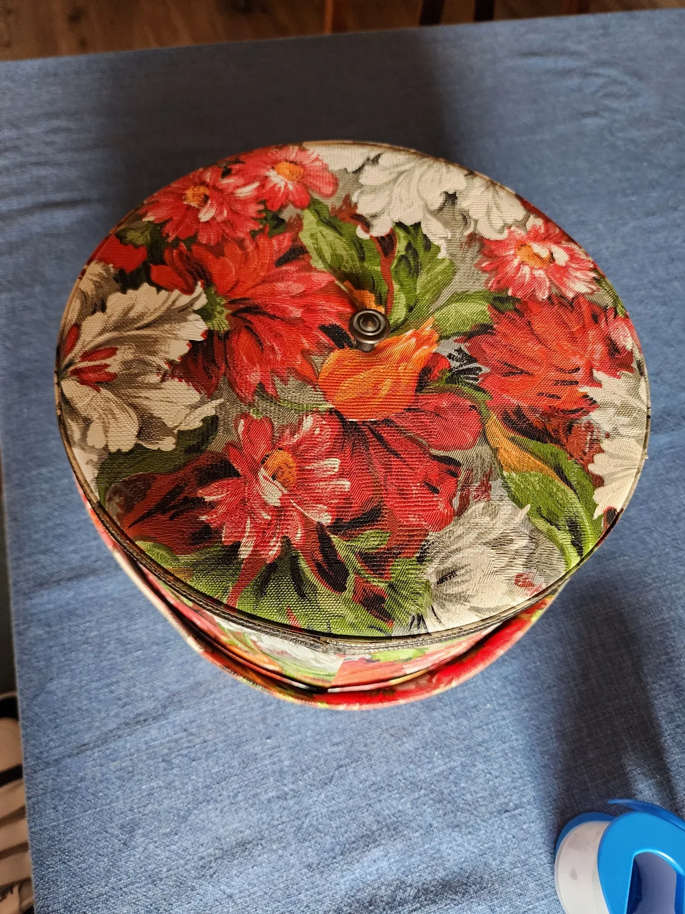 Vintage Round Floral Sewing Storage Box